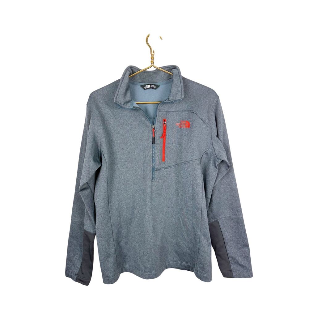 The North Face Canyonlands 1/2 Zip Lightweight Pullover Fleece Gray Orange Sz L